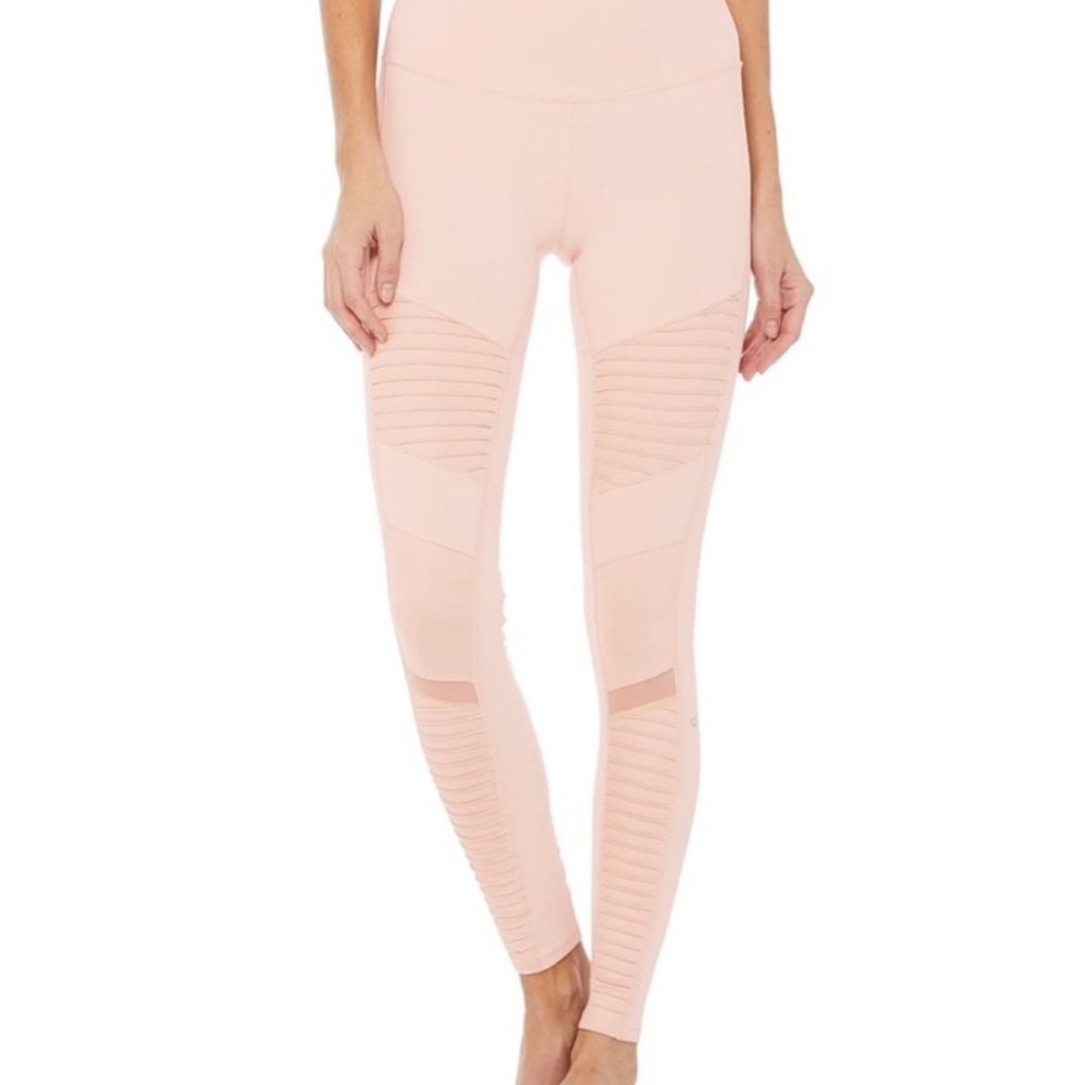 Alo baby pink High-Waisted moto Leggings